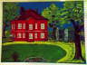 Rotes Haus mit Teich